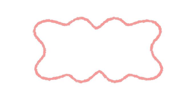 Groovy crayon wavy rectangle border with retro sketch outline. Scallop doodle frame and chalk detail enhance a graphic y2k background, giving a stylish vintage and playful accent to any modern art vector