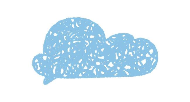 azul lápiz de color habla nube burbuja con un orgánico Escribiendo estilo. charla icono para mensaje, hablar o conversacion tema. comentario burbuja tiene un suave redondeado forma, con mano dibujado textura y infantil vector