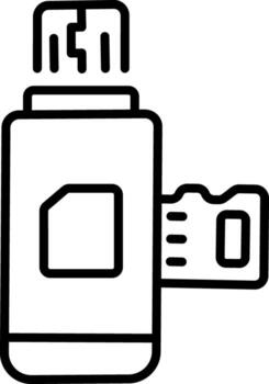 un línea estilo icono representando un memoria tarjeta chip vector