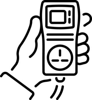 A line style icon showing a monitoring plug socket vector