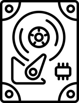 A line style icon depicting an ai disk drive vector