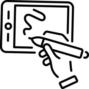 A line style icon showing a digital pen tool vector