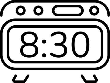 A line style icon showing a digital clock display vector