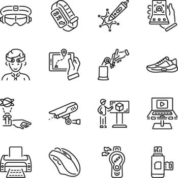 Collection of IoT Devices Linear Icons vector