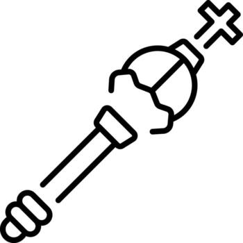 A linear style icon representing was scepter vector