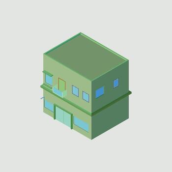 a 3d model of a small building with a window vector