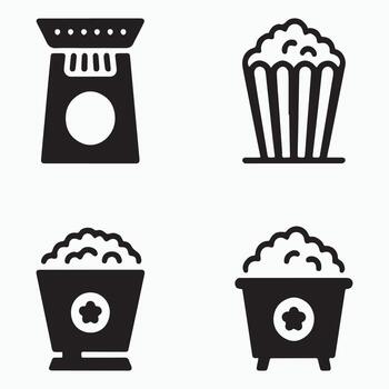 Popcorn maker solid kitchen appliance set vector