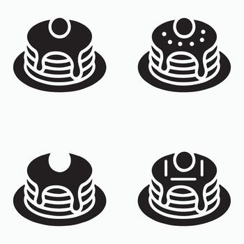 Pancake Stack Solid Dessert Icons vector