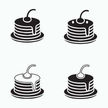 Pancake Stack Solid Bakery Icons vector
