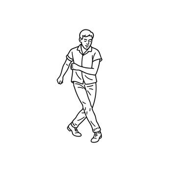 A man dancing swing or rock and roll. A character in a retro 1950s or 60s style. A cool and happy dancer line art illustration vector