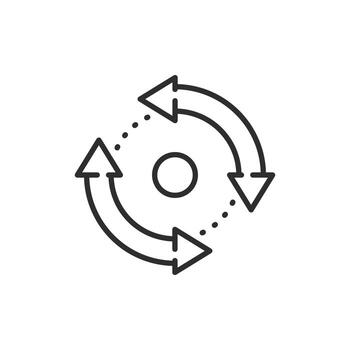 down or up twist icon, axis of rotation, arrows spin forward or back, thin line symbol editable stroke illustration vector