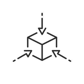 multifaceted scalability icon, research axes, comprehensive minimize, line symbol on white background - editable stroke illustration eps10 vector