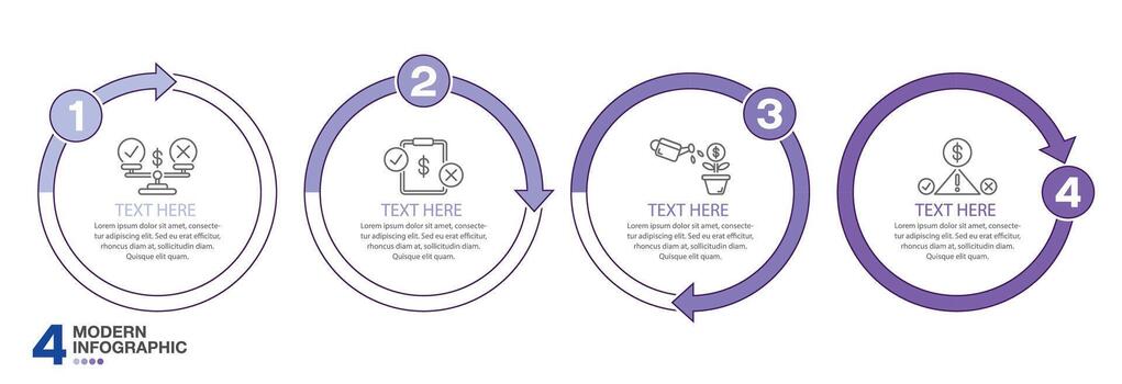Infographic with 4 steps and icons. vector