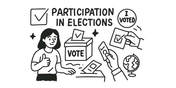 illustration participation in elections, voter and voting vector