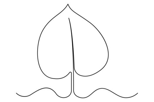 Continuous one line drawing of leaf outline minimal illustration vector