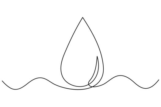 Abstract continuous one line drawing of water drop outline illustration vector