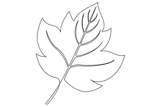 resumen continuo uno línea dibujo de hoja contorno ilustración vector