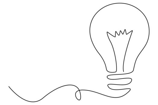 Abstract continuous one line drawing of light bulb outline illustration vector