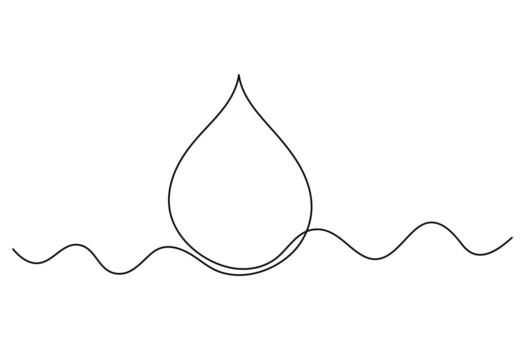 Continuous one line drawing of water drop outline minimal illustration vector