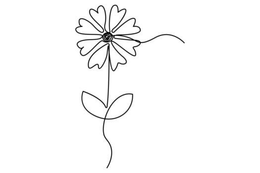 resumen continuo uno línea dibujo botánico hoja flor contorno ilustración vector