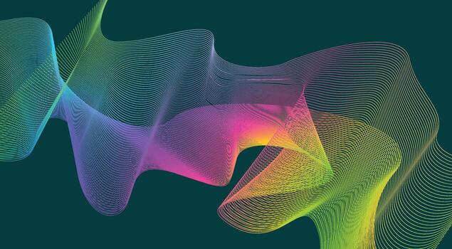 Blend Wavy Lines Curved Background Cyan Colorful Gradient Abstract Design Illustration vector