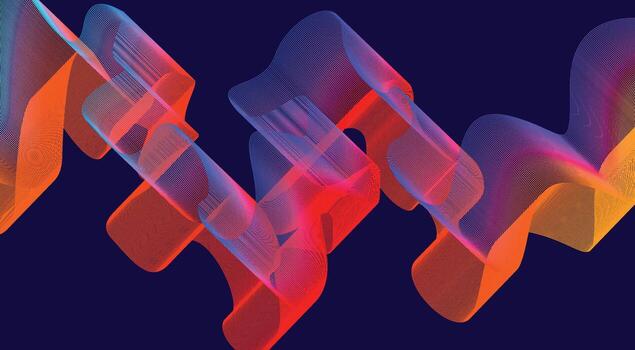 Blend Wavy Lines Curved Background Blue Colorful Gradient Abstract Design Illustration vector