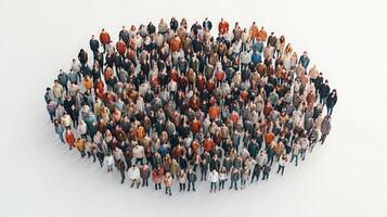 un grande grupo de personas formando un circulo foto