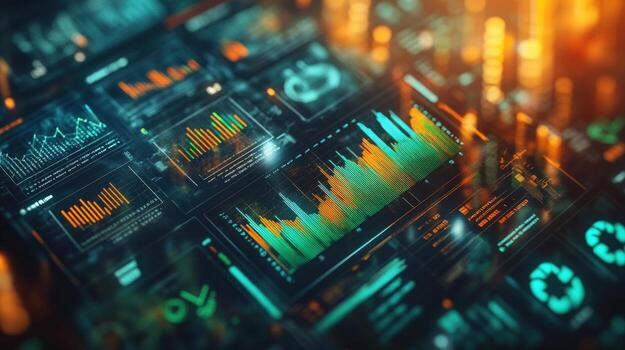 Interactive data dashboards displaying financial metrics photo