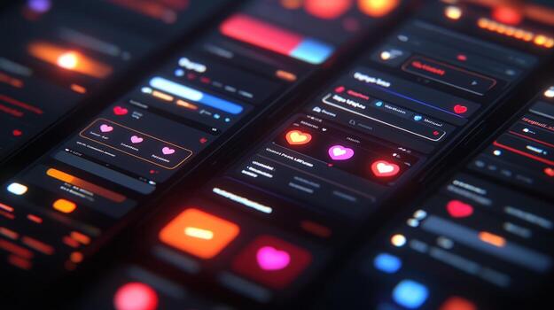 Modern interface design with glowing UI elements photo