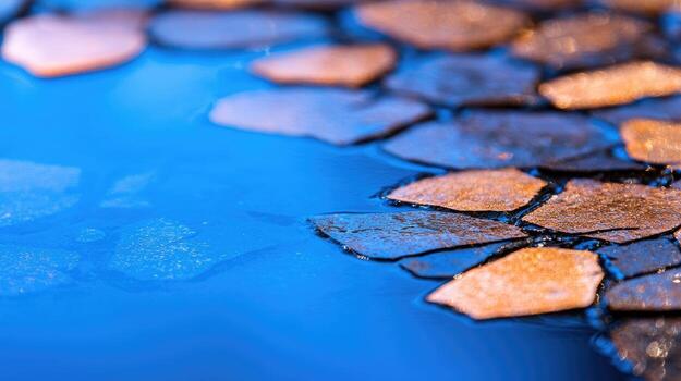 Stone and water abstract background with textured tiles and geometric patterns photo