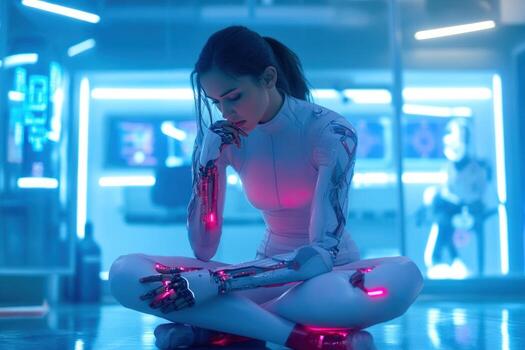 Futuristic robot innovation artificial intelligence integration photo