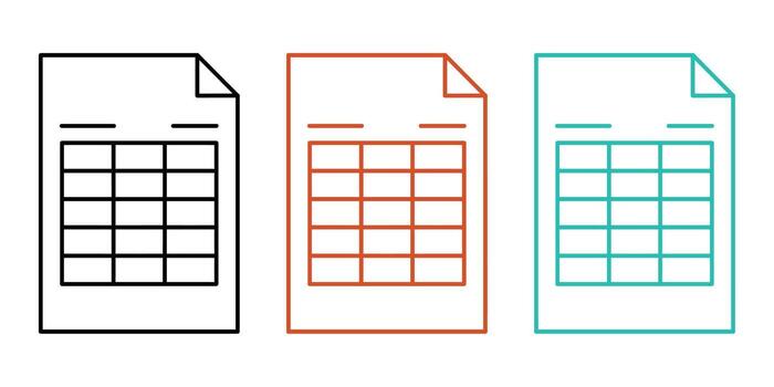 Three Color Variations of a Simple Table Document Icon vector