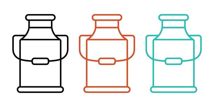 Three Color Variations of a Milk Can Icon Outline Design vector