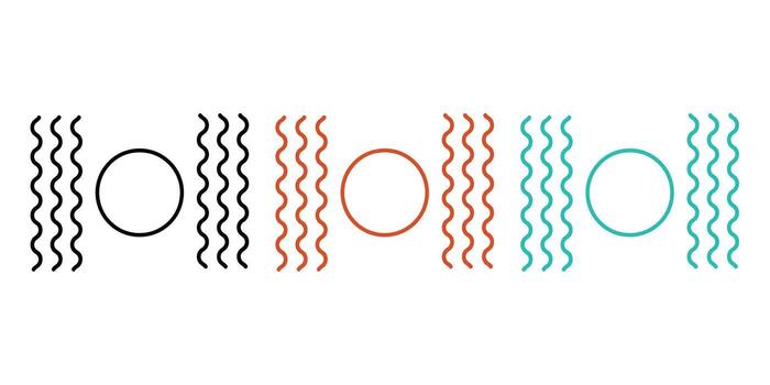 Abstract Design Featuring Three Circles Enclosed by Wavy Lines in Varying Colors vector