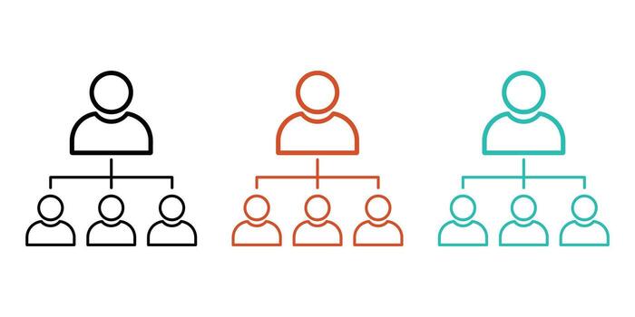 Teamwork Icons Hierarchy Manager Employee Subordinates Organization Chart vector