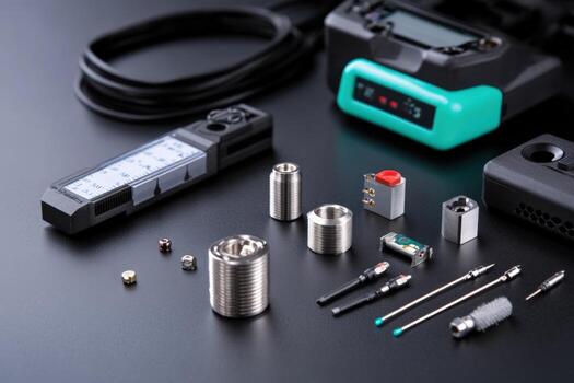 Electronic components arranged precisely for technology and engineering applications photo