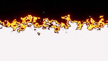 vit till svart bakgrund övergång täcka över med brinnande brand effekter på 3d tolkning video