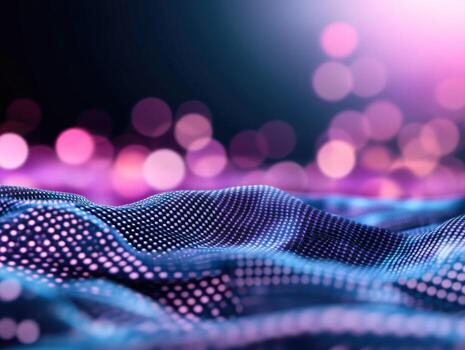 Abstract wavy background with dots gradient colors and bokeh lights for modern design photo