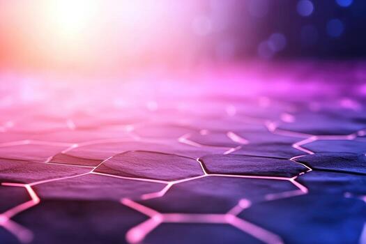 Abstract hexagon tile background with glowing connection network high tech presentation backdrop photo