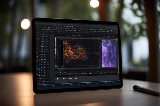 Digital tablet displaying graphic design or editing software interface photo