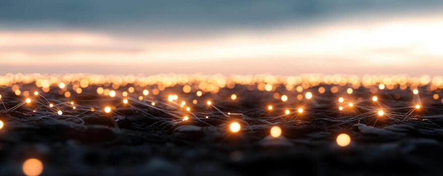 Glowing network of interconnected data points for technology and communication photo