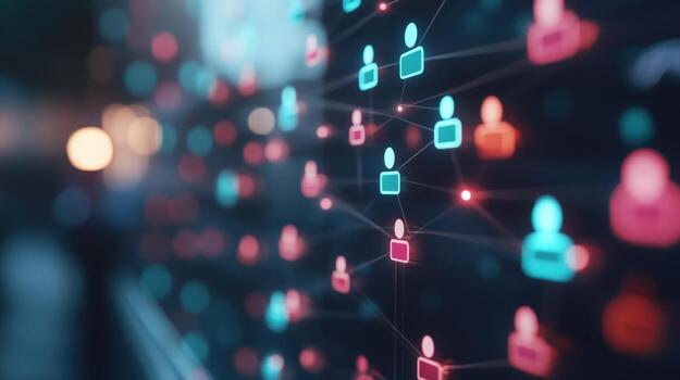 Abstract network connecting people through technology and digital communication photo