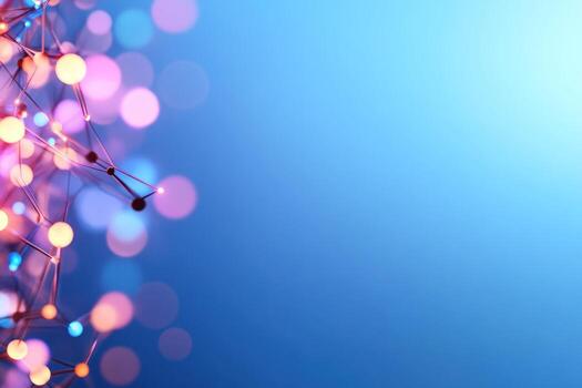 Connected network nodes with gradient background for technology or science concepts photo