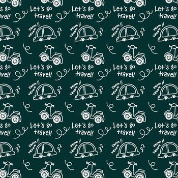 outline hand drawn pattern of scooter and car in a simple sketch style. Perfect for transportation, backgrounds, travel themes, posters, and creative projects. vector