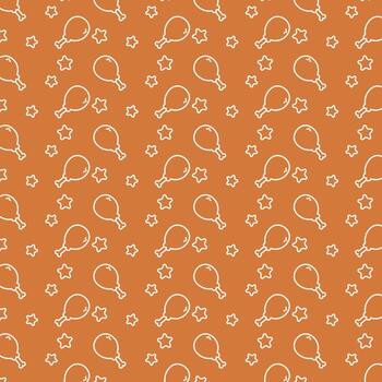 outline hand drawn pattern of fried chicken drumsticks in doodle style. Perfect for food and drink themes, packaging, backgrounds, menus, and creative design projects. vector