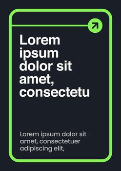 Green Rounded UI Frame with Arrow Icon and Bold Text Layout on Dark Background vector