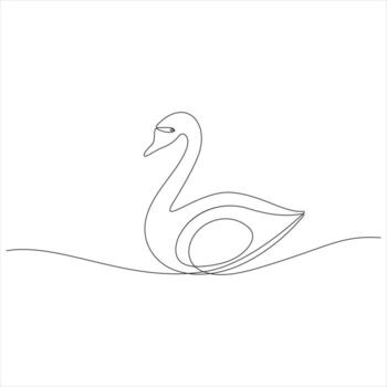 Continuous one line drawing of mute swan simple swan outline style illustration vector