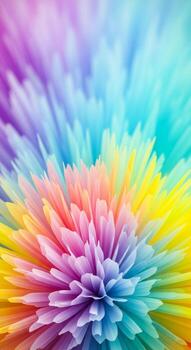 Abstract explosion of vibrant rainbow colored petals creating a dynamic radial pattern photo