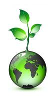 verde tierra con brotante hojas y agua gotas globo planta ecología foto