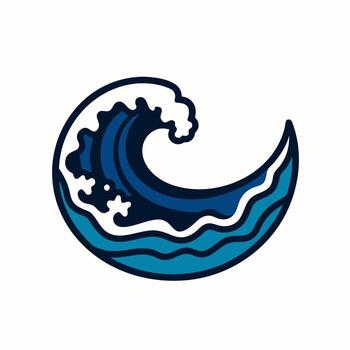 Blue ocean wave crest with foam curl icon style vector